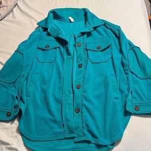Zenana Teal Fleece Jacket/ Button up